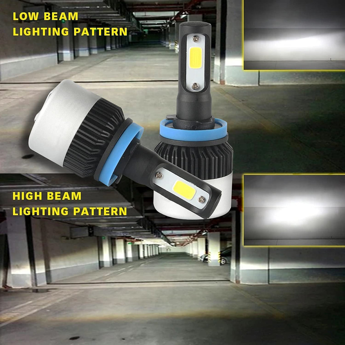 NightEye LED Headlight Bulbs – H8/H9/H11/H16 Socket – 72W Ultra Bright White – Set of 2