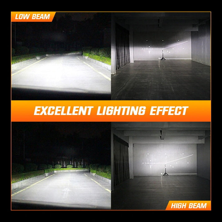NightEye S4 H8/H9/H11/H16 LED Headlight Bulb (Set of 2) – 13000 Lumens, White Light