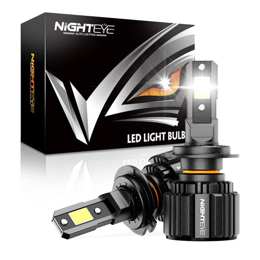 NightEye S4 H7 LED Headlight Bulb – 72W – 13000LM – Plug & Play – White 6500K – For Car & Bike – Set of 2 (H7 Two Pin)