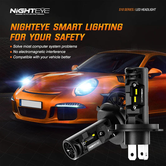 NightEye A315-S10 H7 Two Pin LED Car Headlight Bulbs – 6500K White – 80W – 22000LM/Pair – IP68 Waterproof – 2 Bulbs
