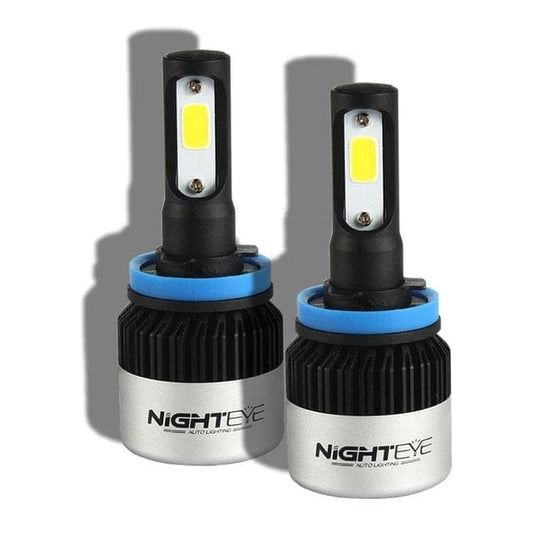 NightEye H8/H9/H11/H16 LED Headlight Bulb – 72W Ultra Bright – 9000 Lumens – White Light – Plug & Play – Suitable for Cars and Bikes – Pair (2 Bulbs)