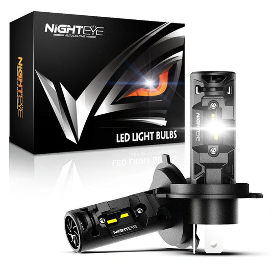 NightEye A315-S10 H4 Hi/Lo LED Car Headlight Bulbs – 80W – 22,000LM – 6500K White – IP68 Waterproof – Dual Beam – Set of 2