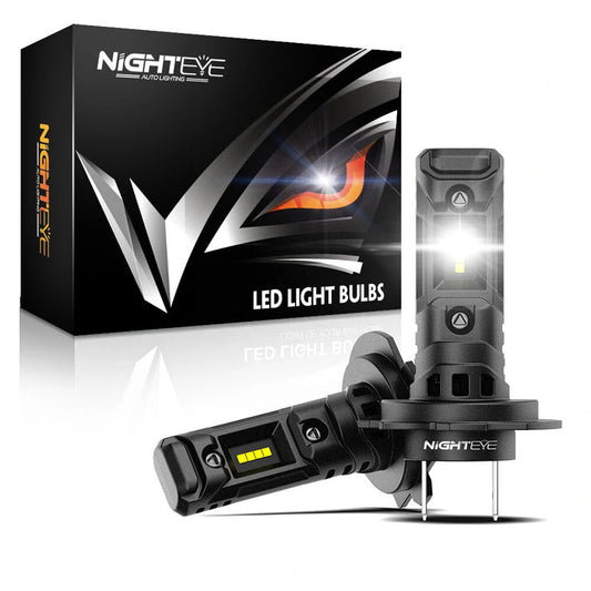 NightEye A315-S6 H7 LED Headlight Bulb – 50W – 14000LM – Plug & Play – 6500K White – Waterproof – For Car – Set of 2 (H7 Two Pin)