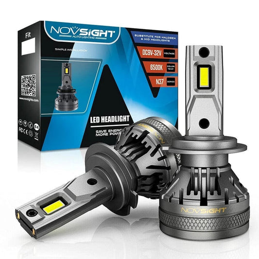 NightEye NOVSIGHT A500-N37 H4 LED Headlight Conversion Kit – 60W/Bulb – 11,000LM – 6500K White – Dual Ball Fan – Intelligent Temp Control – Pack of 2