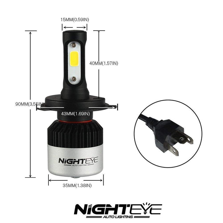 Original NightEye H4 LED Headlight Bulb – 36W White Light for Motorcycles