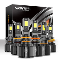 NightEye S4 H8/H9/H11/H16 LED Headlight Bulb (Set of 2) – 13000 Lumens, White Light