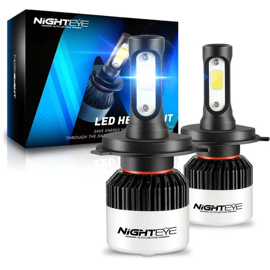 NightEye Genuine H4 Hi/Lo 9000LM LED Headlight Bulbs – 72W (Cool White)