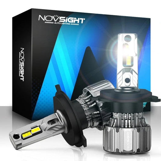 NightEye NOVSIGHT H7 LED Headlight Bulb Kit (Pack of 2) – 72W/Set – 10,000 Lumens – 6500K Xenon White – High/Low Beam – Bridgelux-COB LED Chips – Fog Light/Headlight Conversion Kit