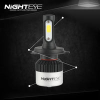 NightEye Genuine H4 Hi/Lo 9000LM LED Headlight Bulbs – 72W (Cool White)
