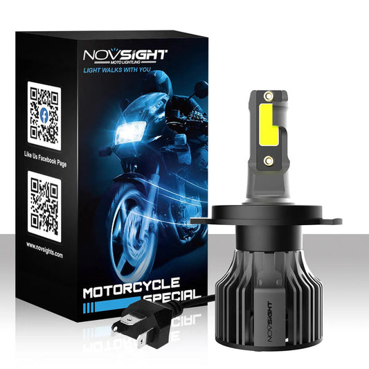 NightEye Novsight H4 LED Headlight Bulb – 36W – 6500LM/Bulb – 6000K White – High/Low Beam – Universal Motorcycle & Car LED – Plug and Play