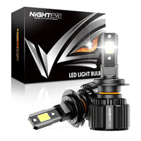 NightEye S4 H7 LED Headlight Bulb – 72W – 13000LM – Plug & Play – White 6500K – For Car & Bike – Set of 2 (H7 Two Pin)
