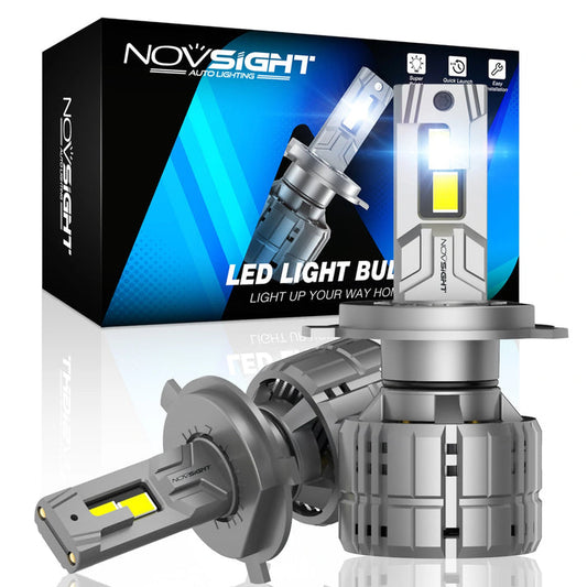 NightEye NOVSIGHT A500-N60 H4 LED Headlight Bulbs – 40,000LM/Pair – 6500K White – Hi/Lo Beam – IP68 Waterproof – 2PCS