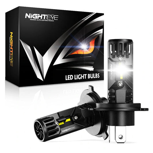 NightEye A315-S7 H4 Hi/Lo 70W LED Car Headlight Bulbs – 20,000 Lumens – 6500K White – IP68 Waterproof – Aviation Aluminum – Plug & Play – Pair (2 Bulbs)