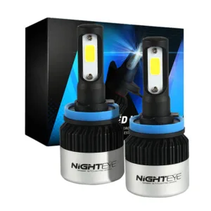 NightEye LED Headlight Bulbs – H8/H9/H11/H16 Socket – 72W Ultra Bright White – Set of 2