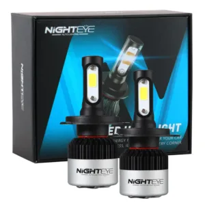 NightEye H4 LED Headlight Bulb for Bike & Car – 72W – 2 Bulbs – 9000 Lumens – White 6500K – Plug & Play – Universal Fit