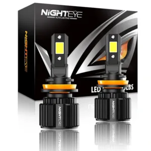 NightEye S4 H8/H9/H11/H16 LED Headlight Bulb (Set of 2) – 13000 Lumens, White Light